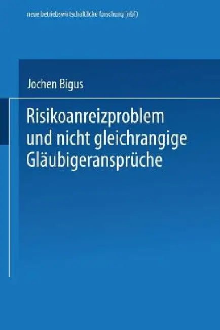 Risikoanreizproblem Und Nicht Gleichrangige Gläubigeransprüche (English, Jochen Bigus)