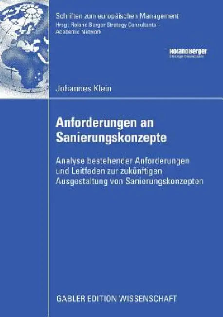 Anforderungen an Sanierungskonzepte (English, Johannes Klein | Prof Dr Ulrich Krystek)