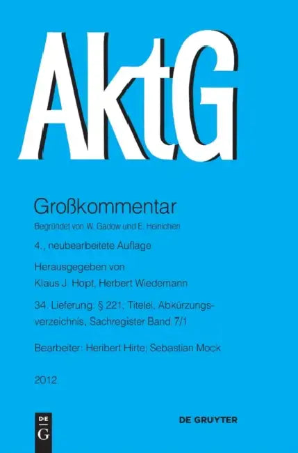 221; Titelei, Abkurzungsverzeichnis, Sachregister Band 7/1 (English, Heribert Hirte)