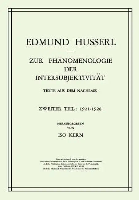 Zur Phänomenologie Der Intersubjektivität (English, Edmund Husserl | Kern)