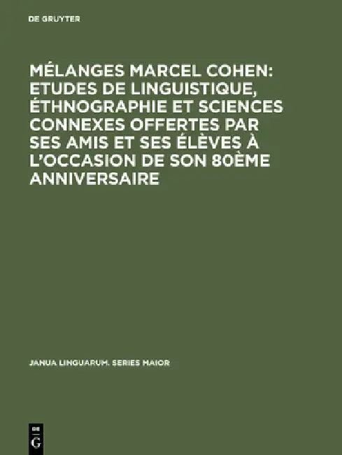 Mélanges Marcel Cohen (English, Marcel Cohen)